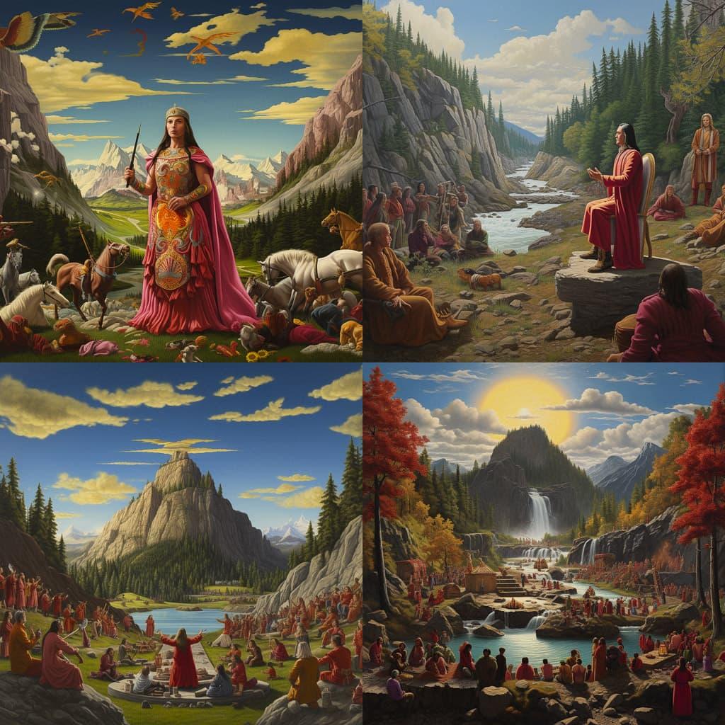 Kent Monkman style, Midjourney V5.2, render 1 of 4