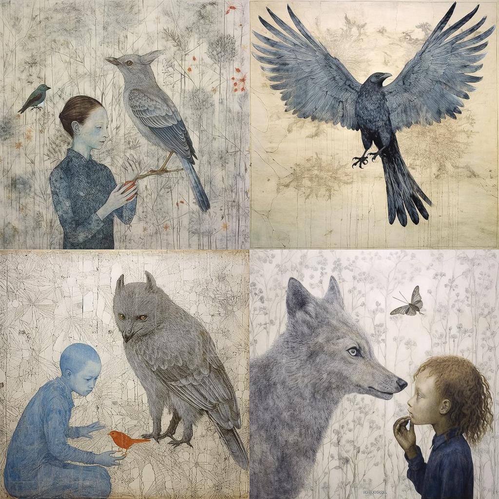 Kiki Smith style, Midjourney V5.2, render 1 of 4