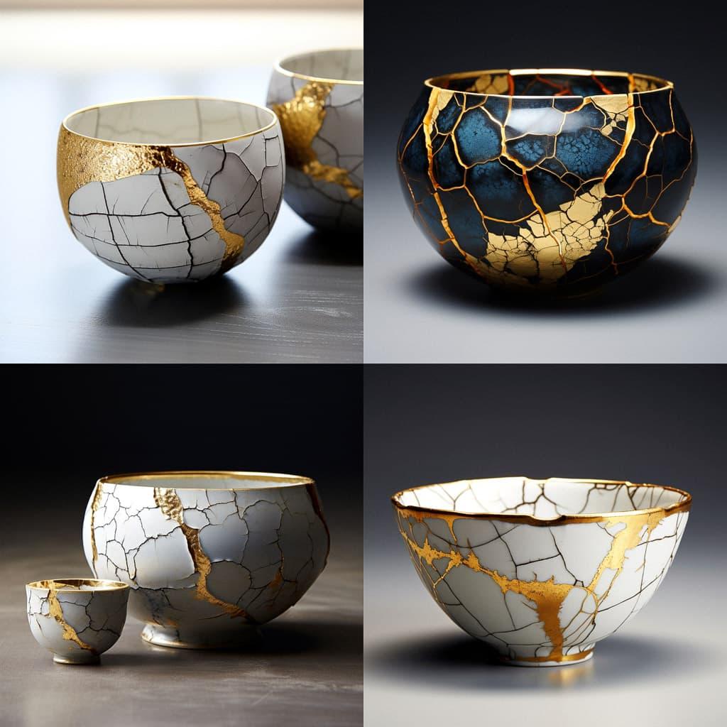 Kintsugi style, Midjourney V5.2, render 1 of 4