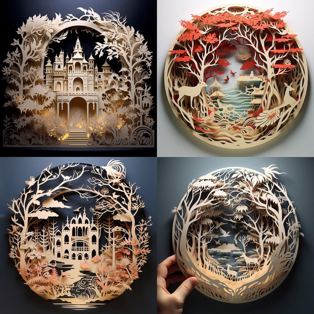 Kirigami style, Midjourney V5.2, render 1 of 4