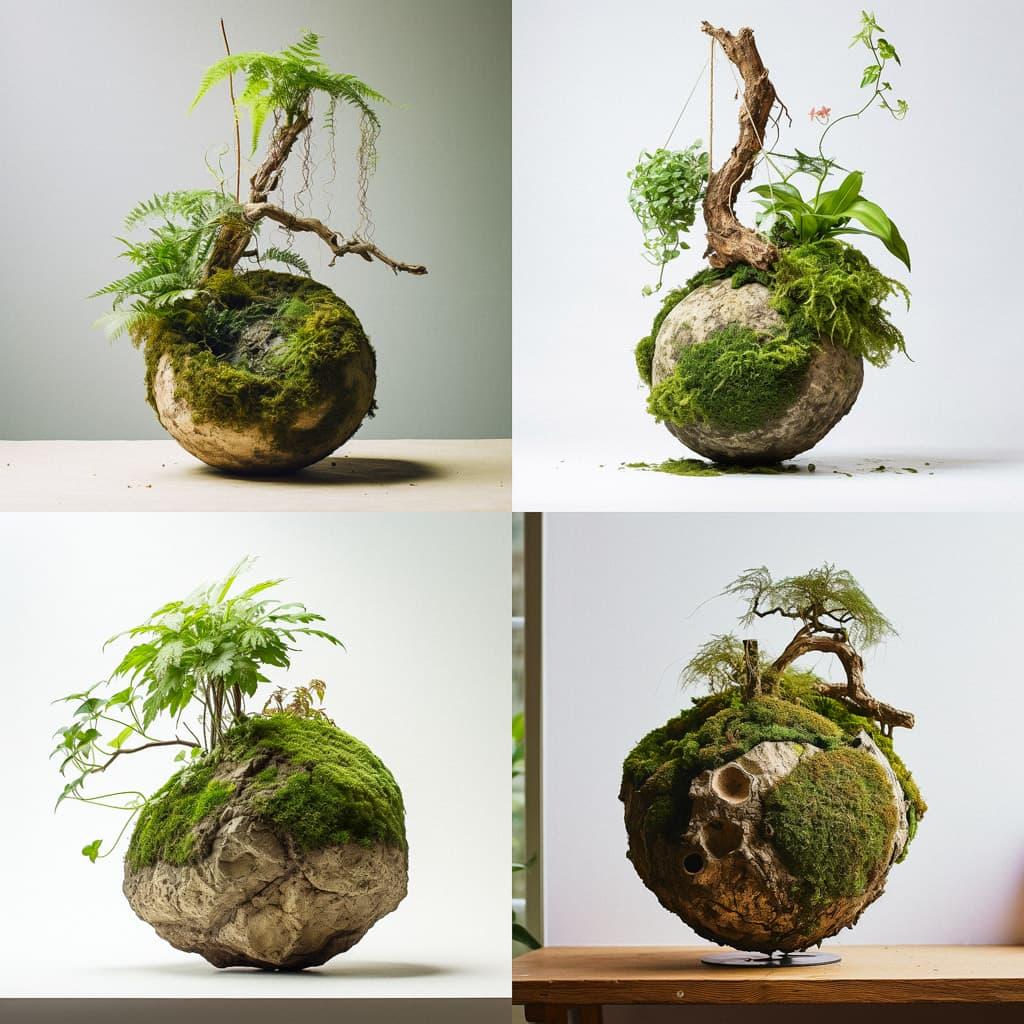 Kokedama style, Midjourney V5.2, render 1 of 4