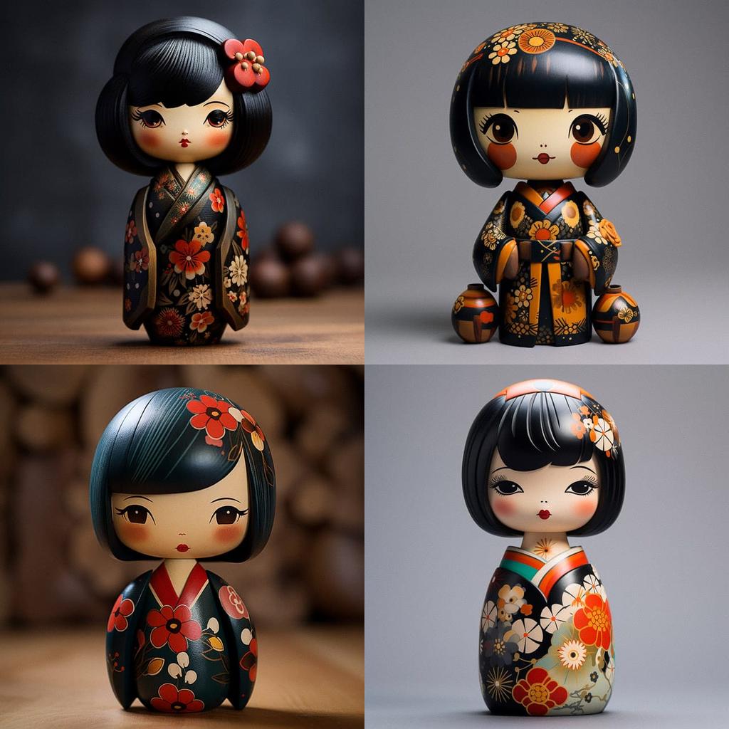 Kokeshi doll style, Midjourney V5.2, render 1 of 4