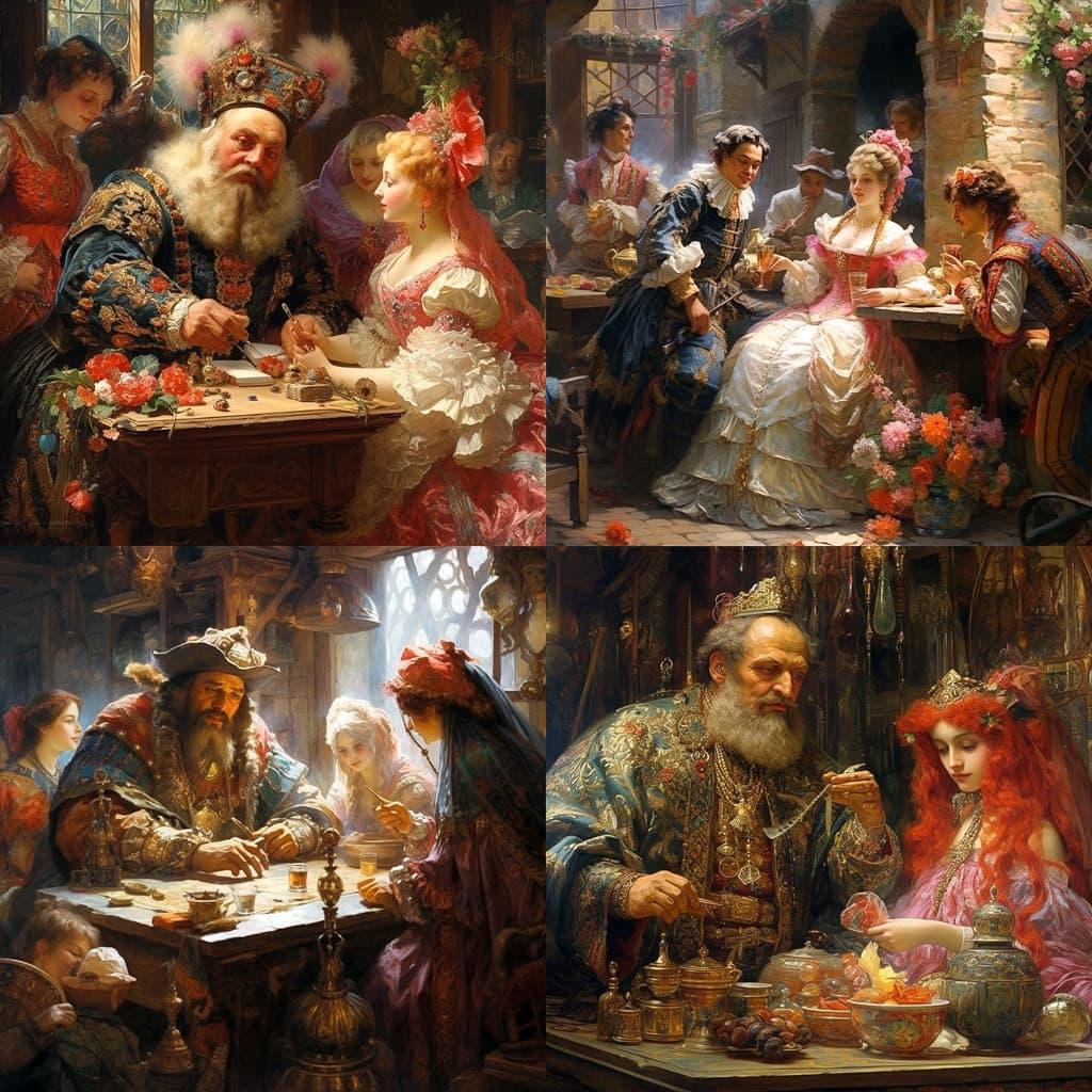Konstantin Makovsky style, Midjourney V5.2, render 1 of 4