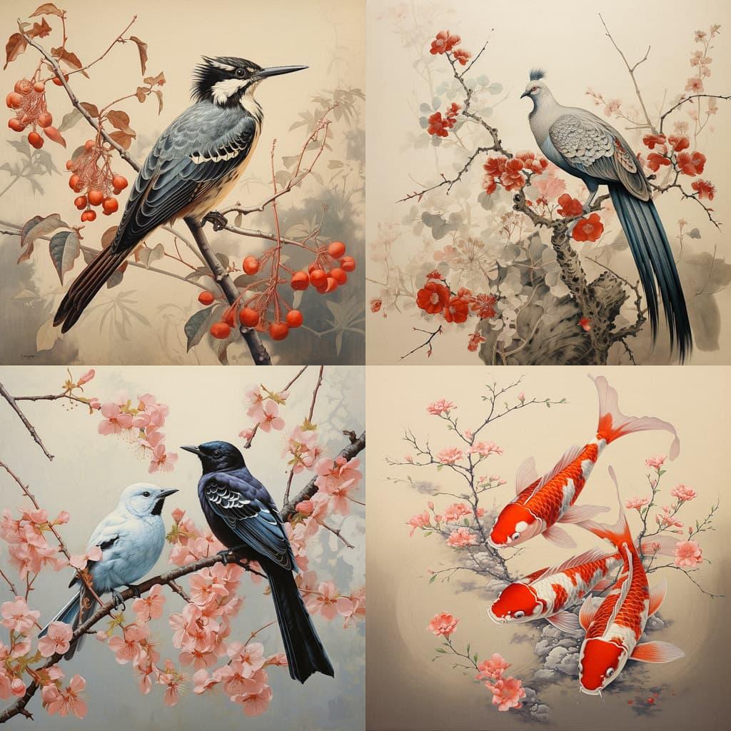 Koson Ohara style, Midjourney V5.2, render 1 of 4