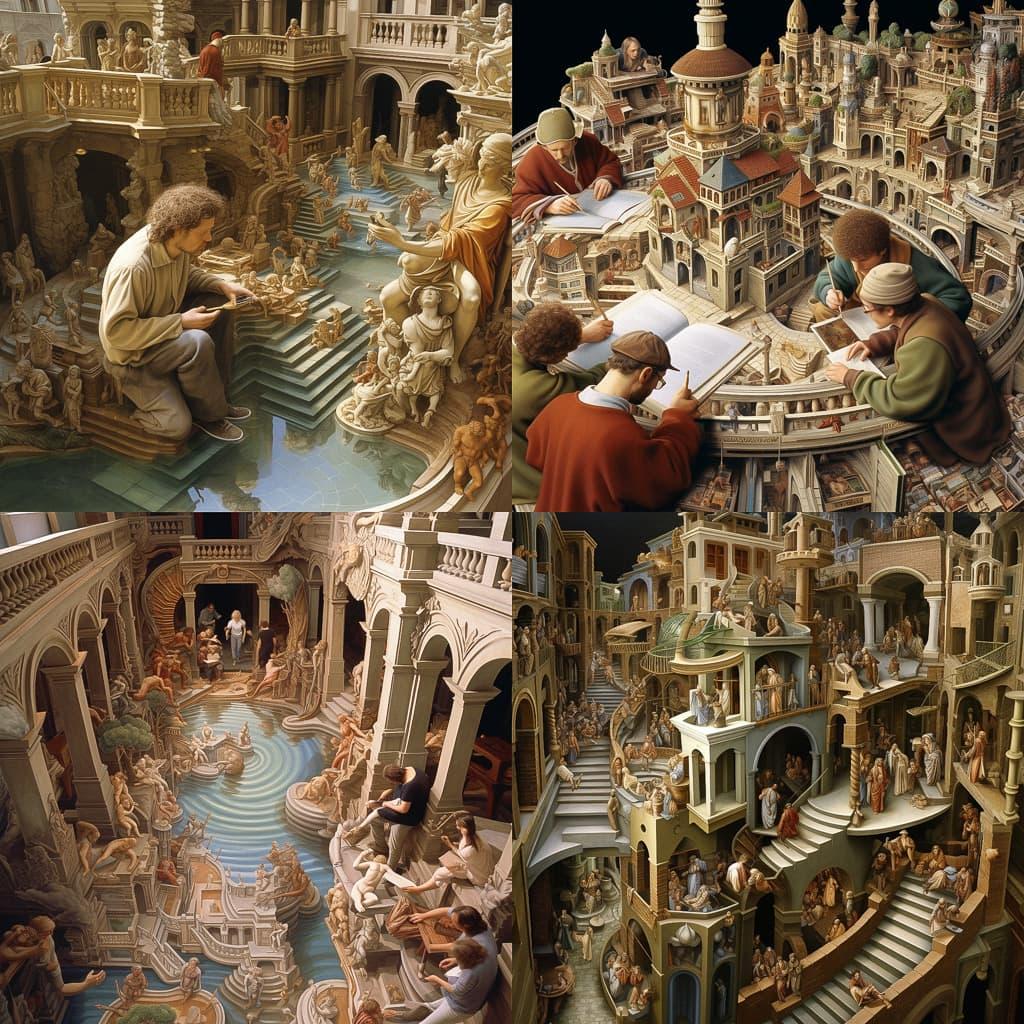 Kurt Wenner style, Midjourney V5.2, render 1 of 4