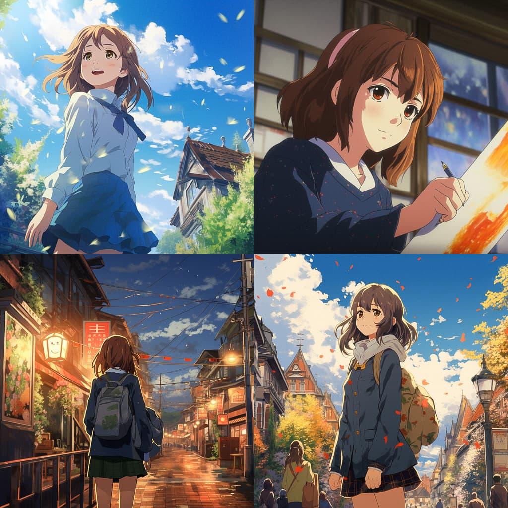 Kyoto Animation studio style, Midjourney V5.2, render 1 of 4