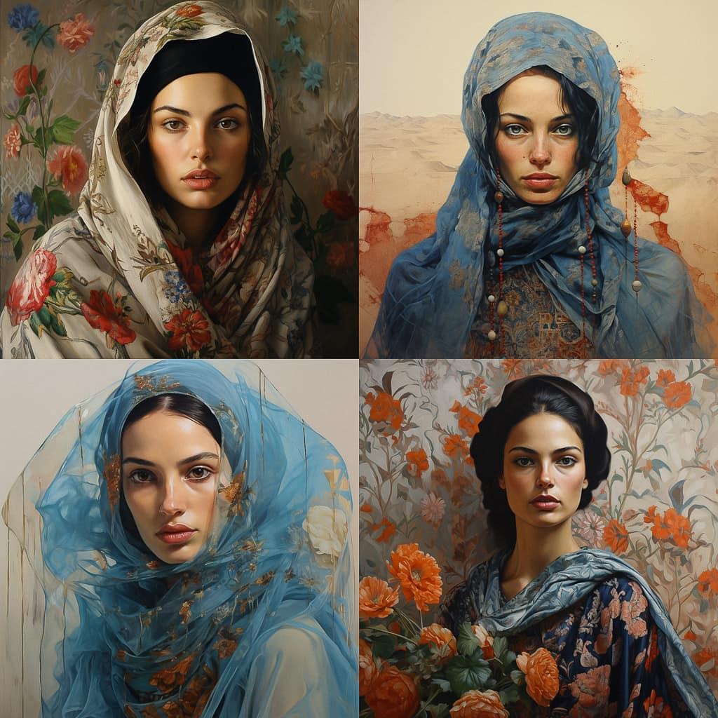 Lalla Essaydi style, Midjourney V5.2, render 1 of 4