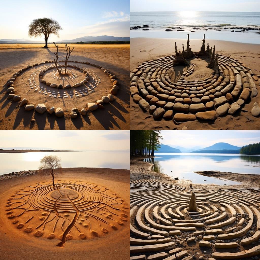 Land art style, Midjourney V5.2, render 1 of 4