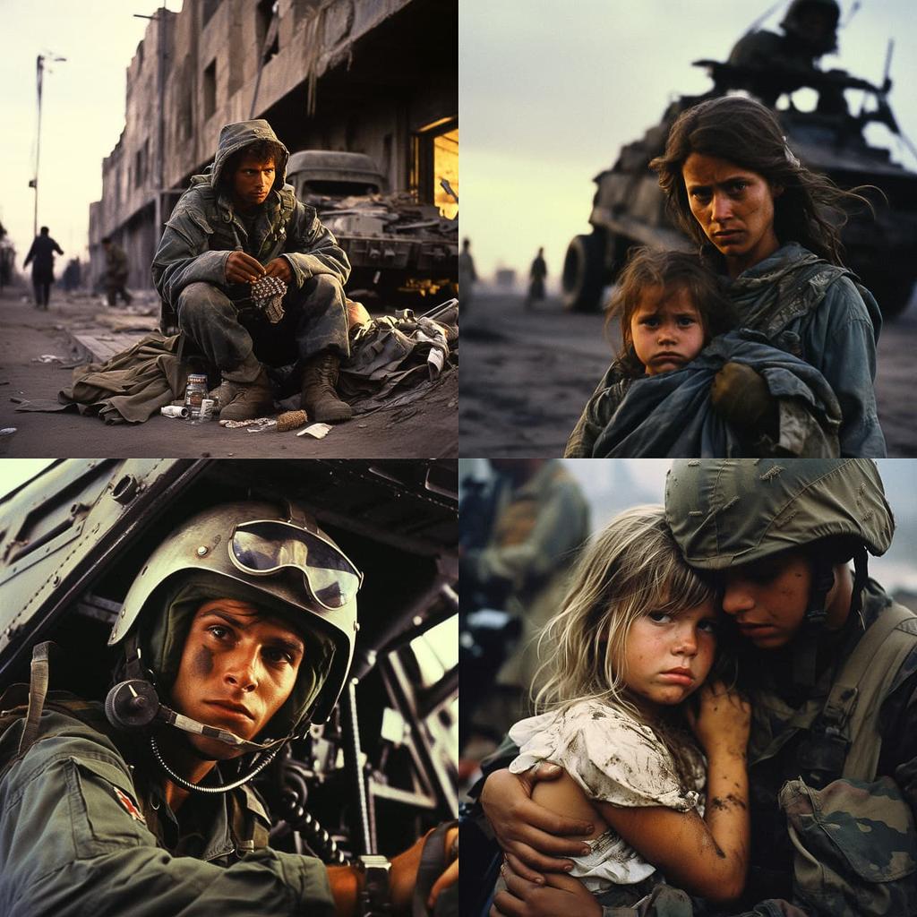 Larry Burrows style, Midjourney V5.2, render 1 of 4