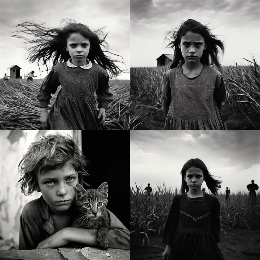 Larry Towell style, Midjourney V5.2, render 1 of 4