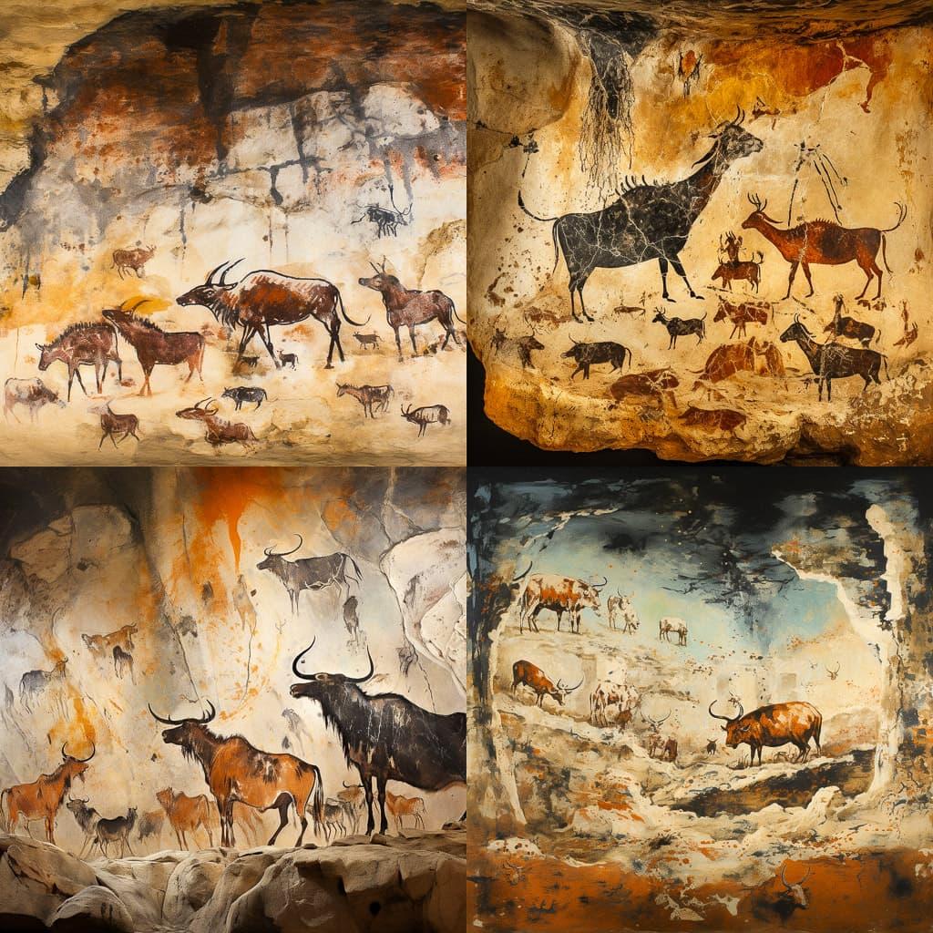 Lascaux style, Midjourney V5.2, render 1 of 4