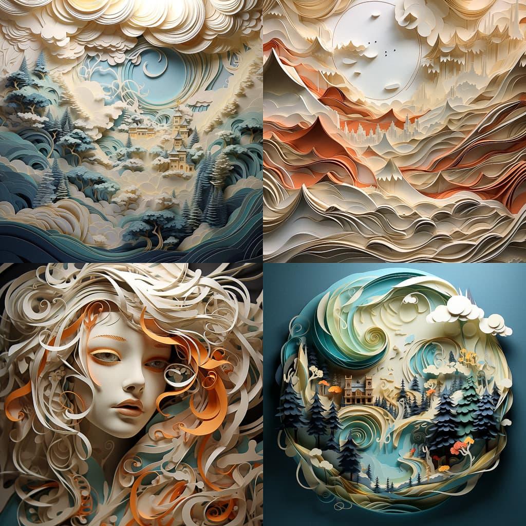 Layered paper style, Midjourney V5.2, render 1 of 4