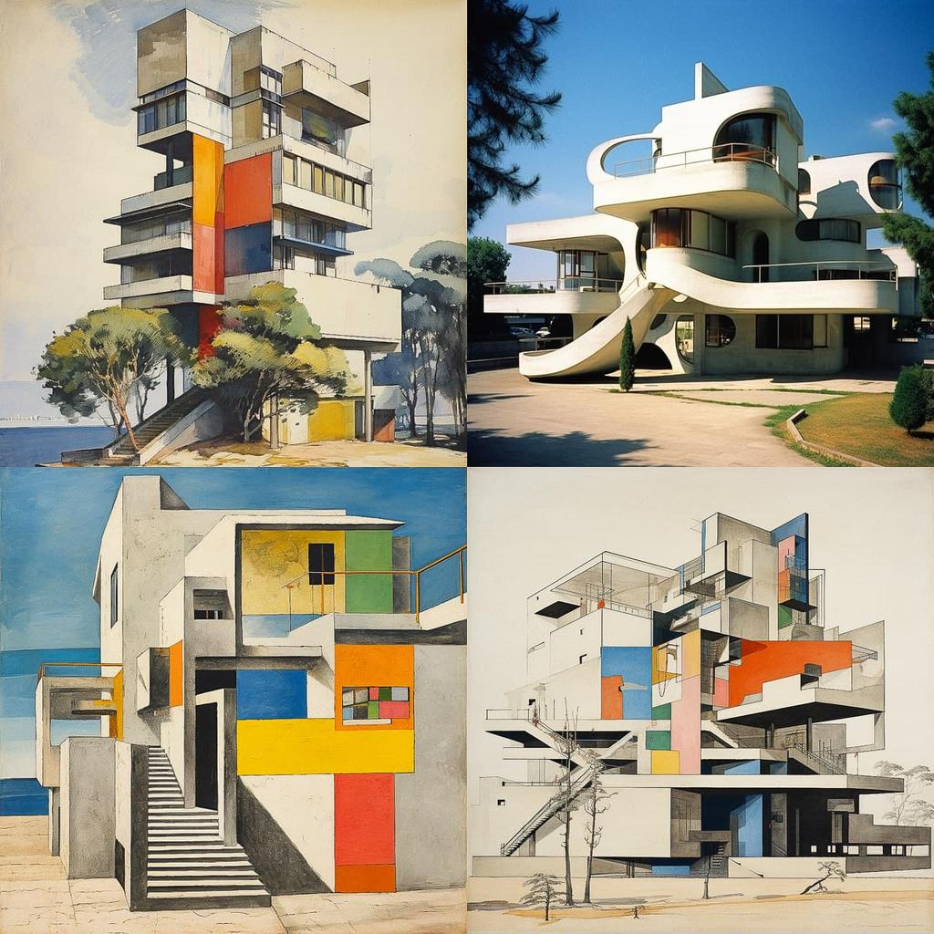 Le Corbusier style, Midjourney V5.2, render 1 of 4