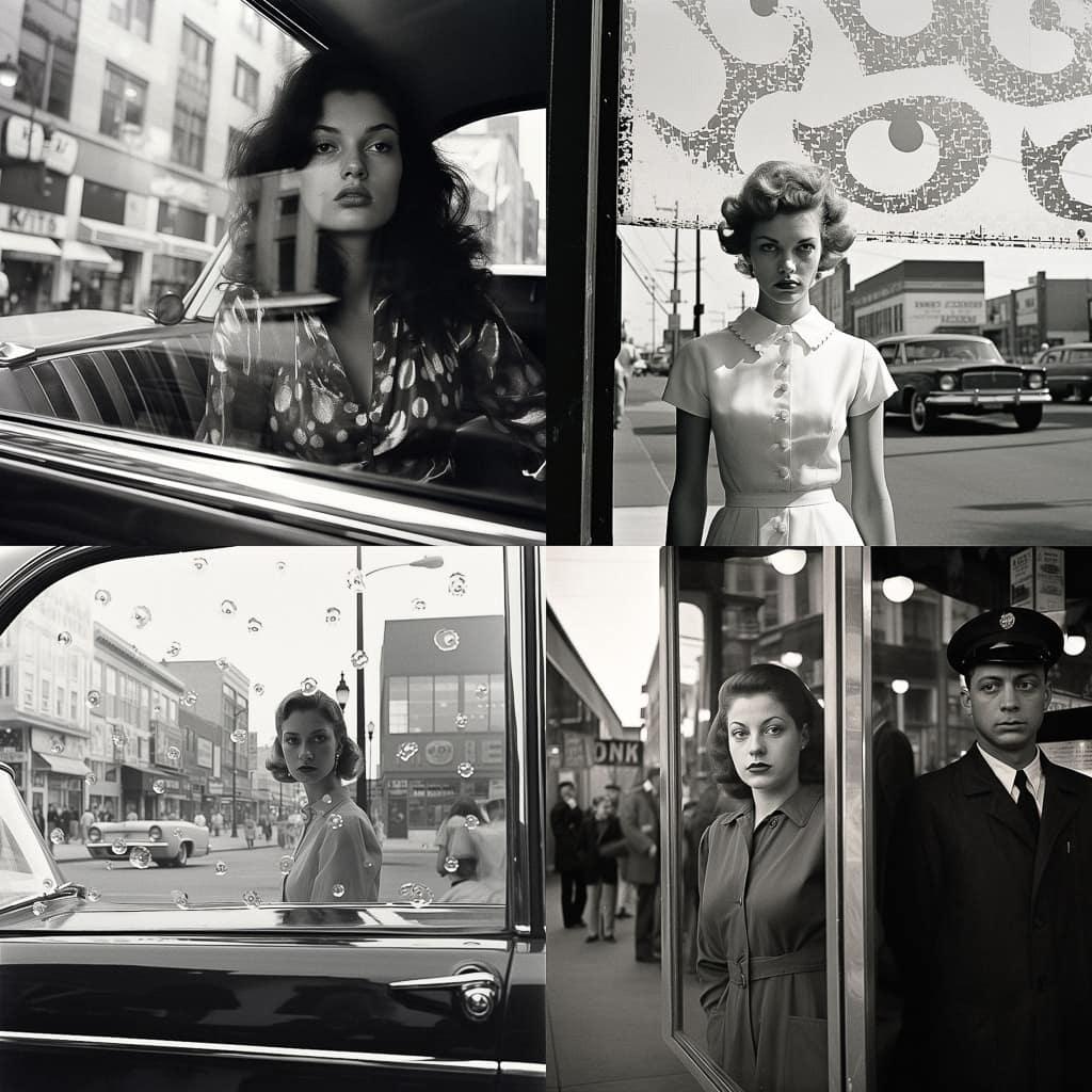 Lee Friedlander style, Midjourney V5.2, render 1 of 4