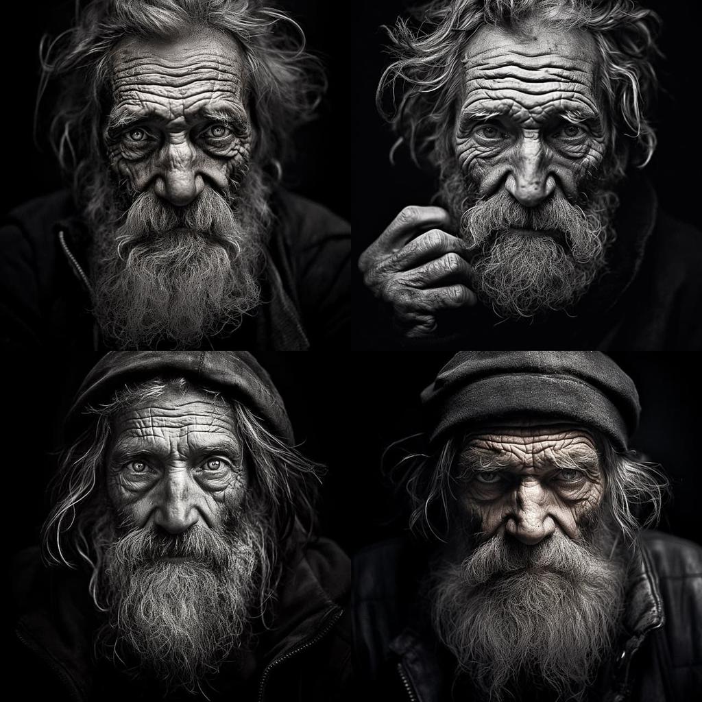 Lee Jeffries style, Midjourney V5.2, render 1 of 4