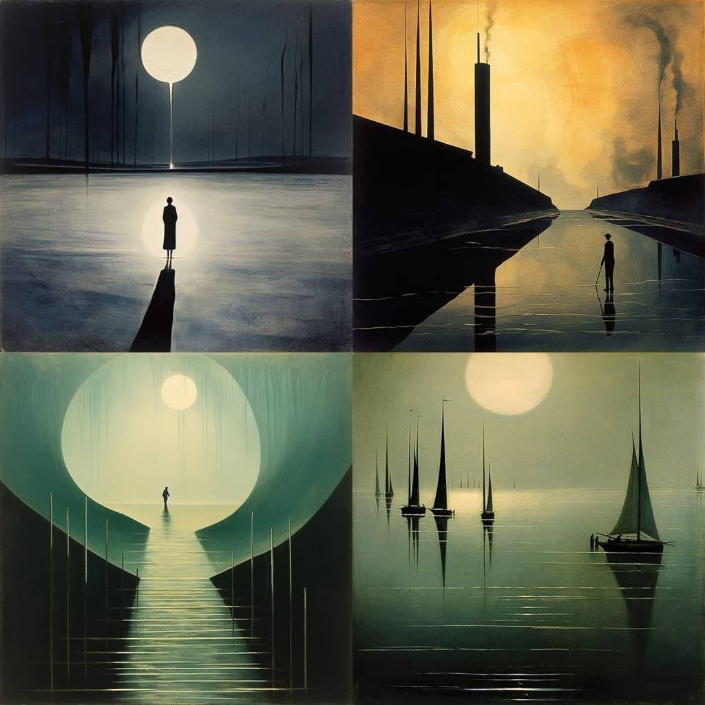 Leon Spilliaert style, Midjourney V5.2, render 1 of 4
