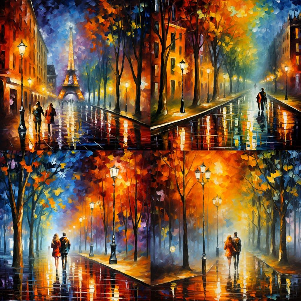 Leonid Afremov style, Midjourney V5.2, render 1 of 4