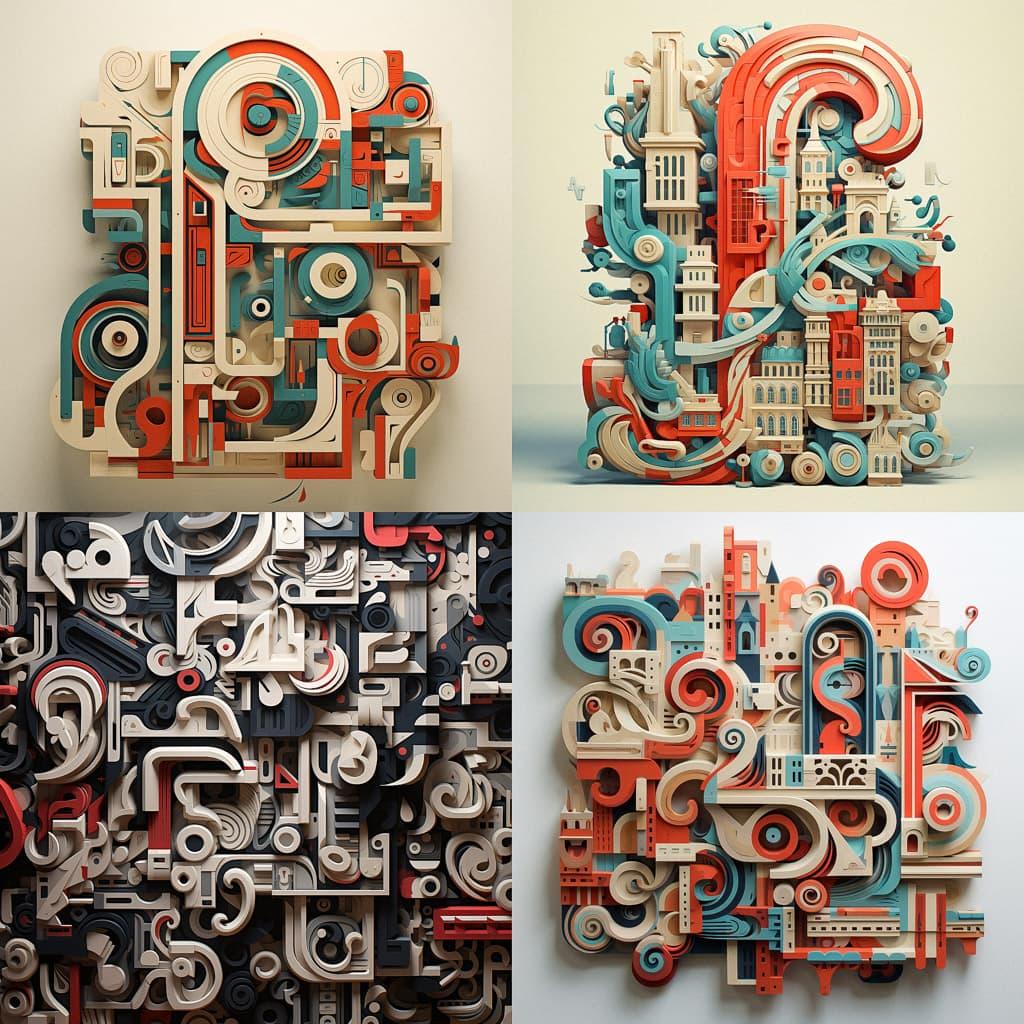 Letterism style, Midjourney V5.2, render 1 of 4