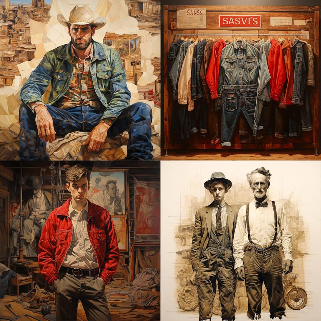 Levi Strauss style, Midjourney V5.2, render 1 of 4