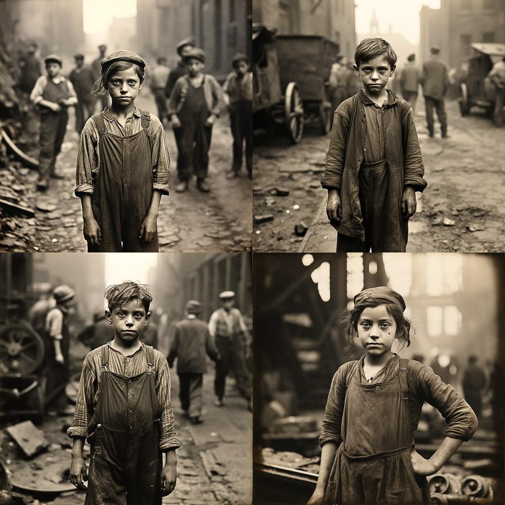 Lewis Hine style, Midjourney V5.2, render 1 of 4