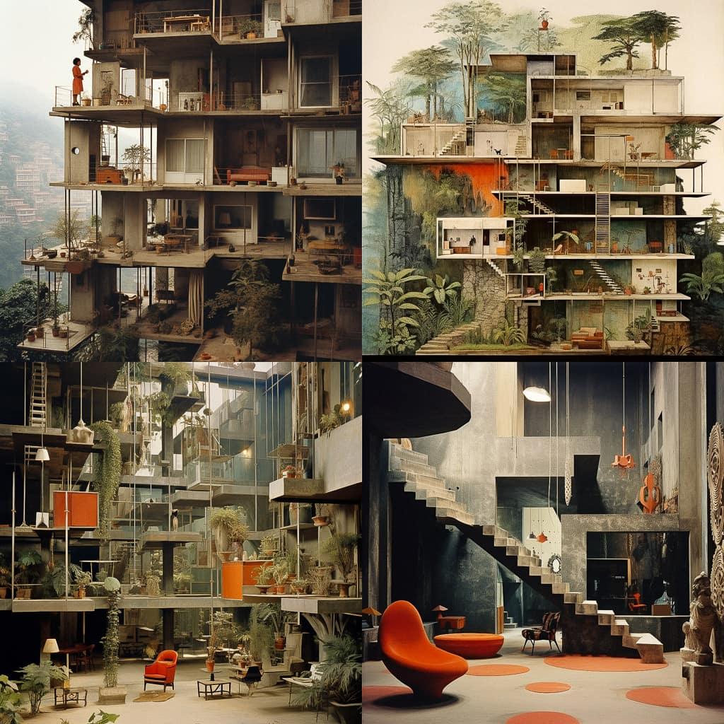 Lina Bo Bardi style, Midjourney V5.2, render 1 of 4