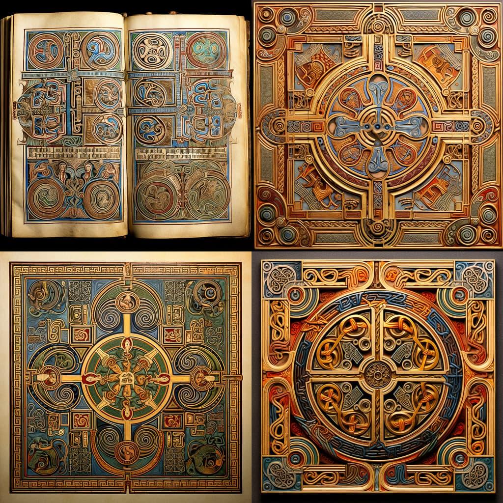Lindisfarne Gospels style, Midjourney V5.2, render 1 of 4
