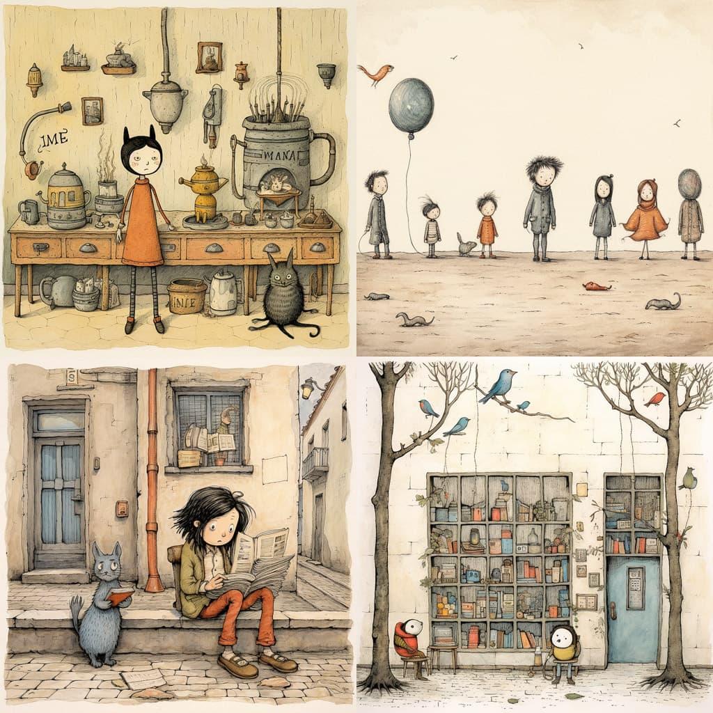 Liniers style, Midjourney V5.2, render 1 of 4
