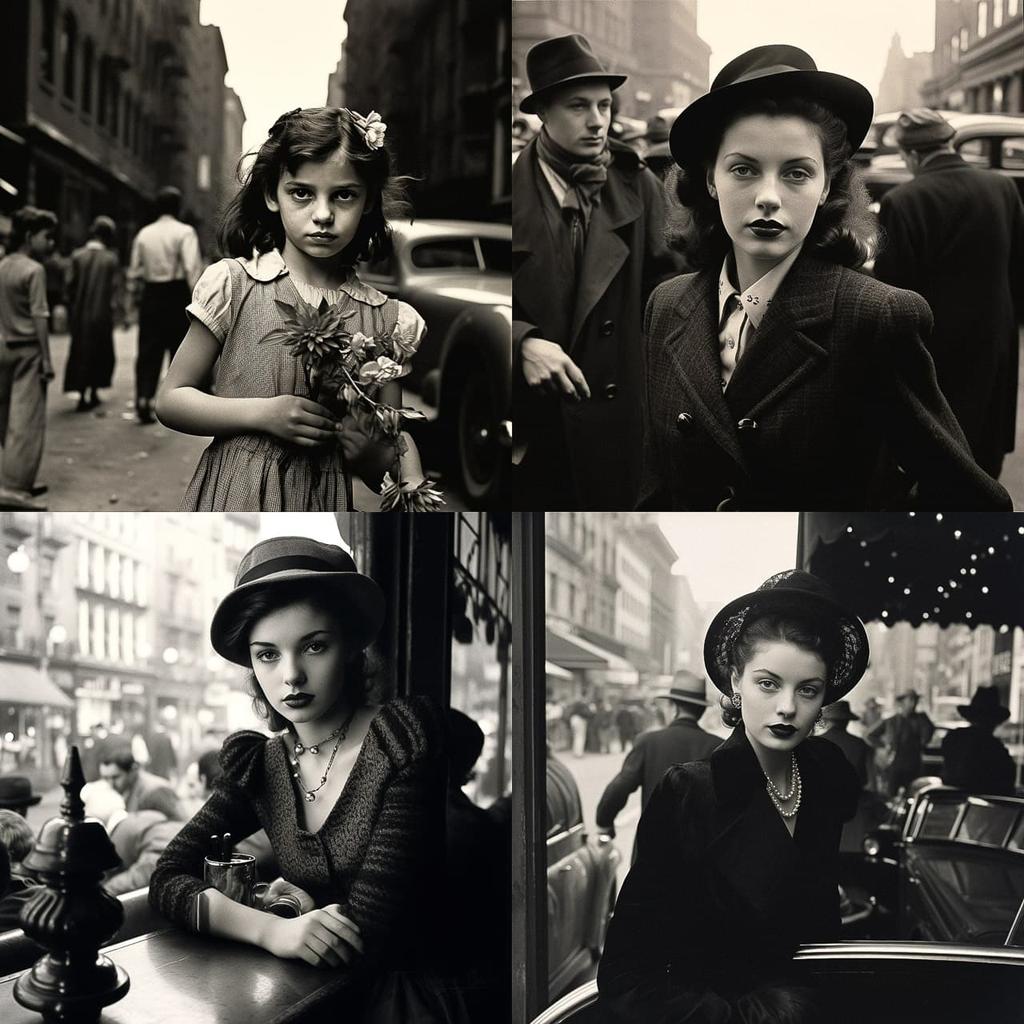 Lisette Model style, Midjourney V5.2, render 1 of 4