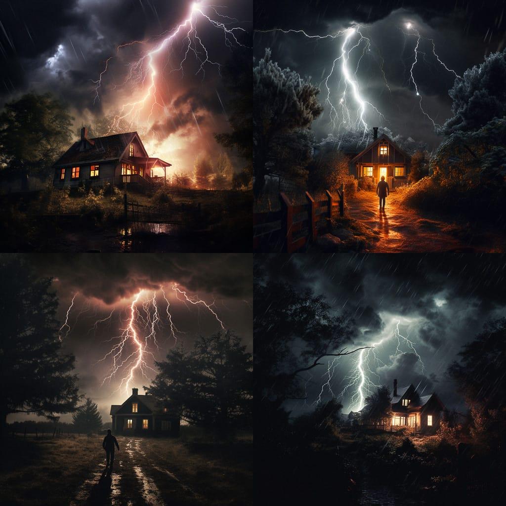 Lit by lightning style, Midjourney V5.2, render 1 of 4