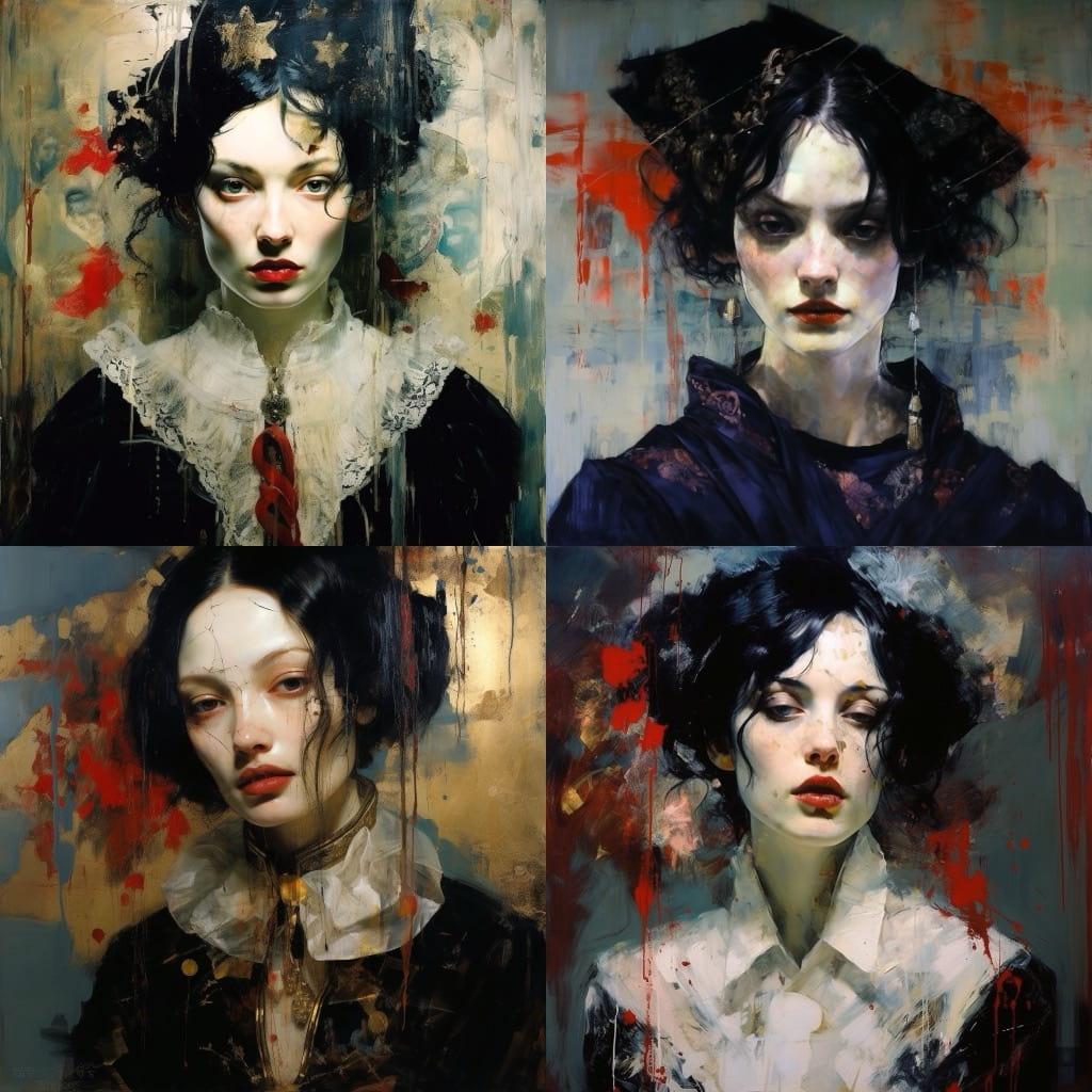 Lita Cabellut style, Midjourney V5.2, render 1 of 4
