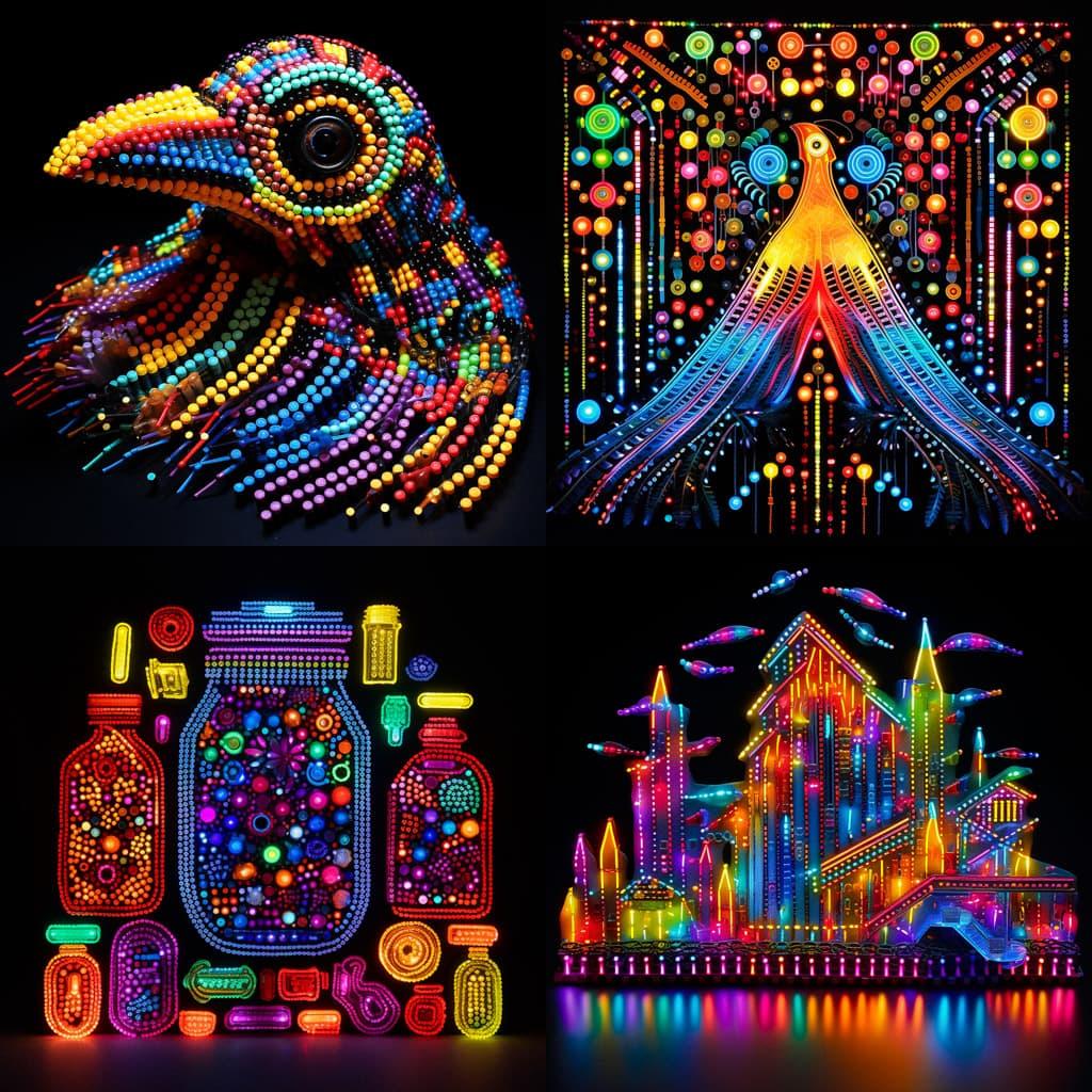 Lite Brite art style, Midjourney V5.2, render 1 of 4