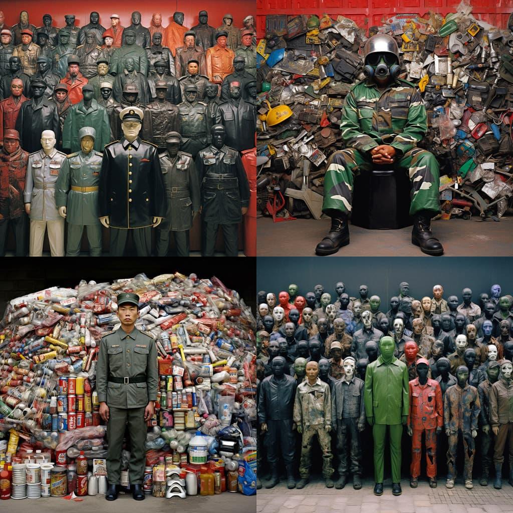 Liu Bolin style, Midjourney V5.2, render 1 of 4