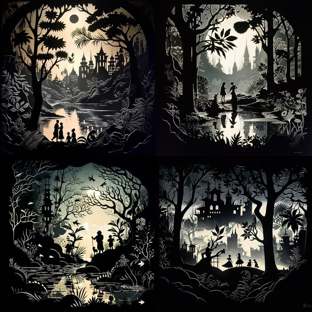 Lotte Reiniger style, Midjourney V5.2, render 1 of 4