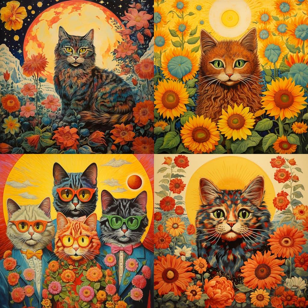Louis Wain style, Midjourney V5.2, render 1 of 4