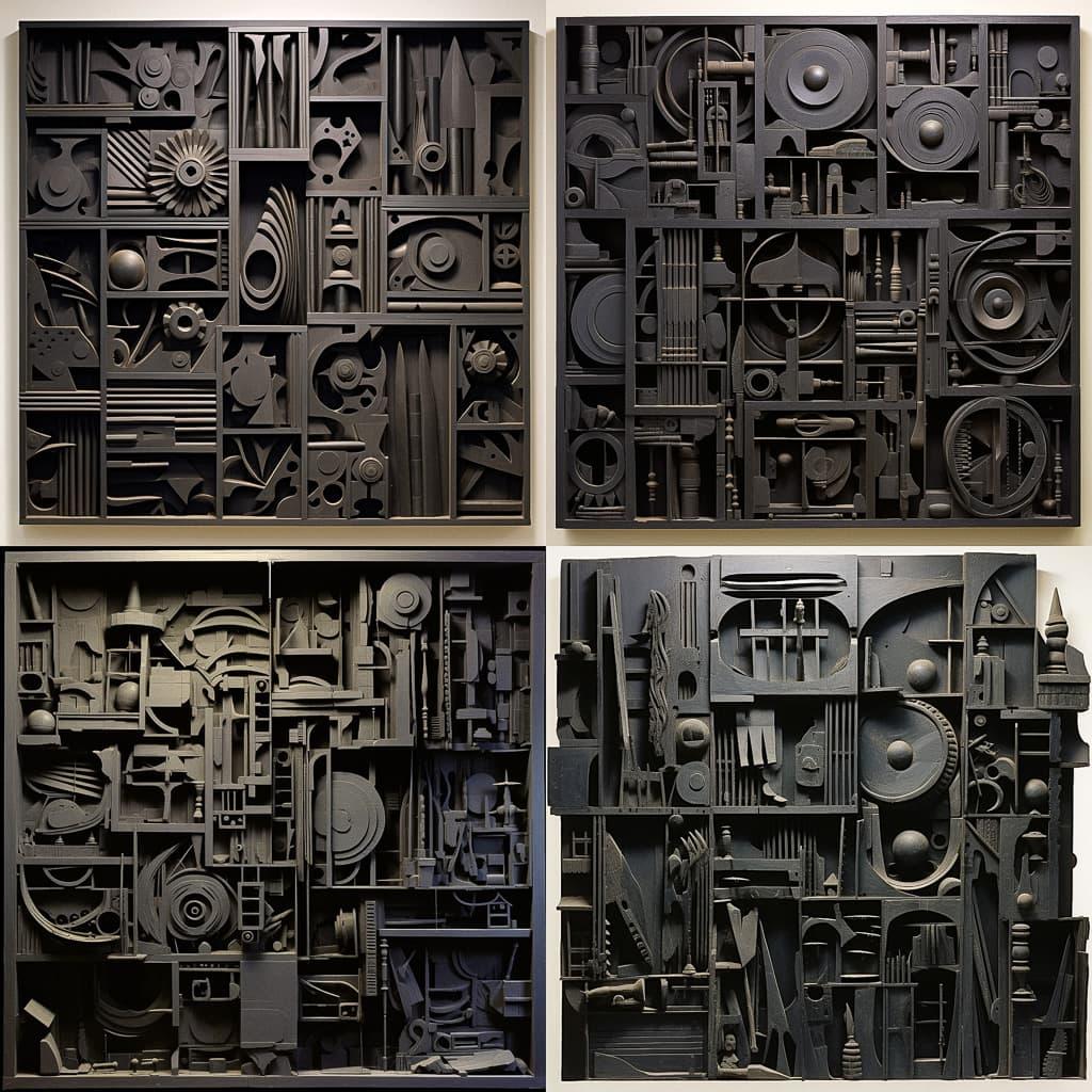 Louise Nevelson style, Midjourney V5.2, render 1 of 4