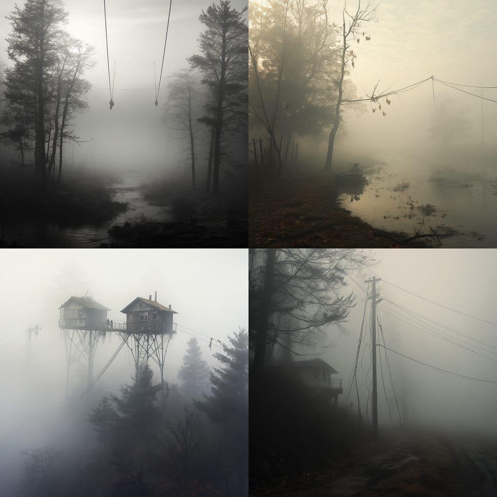 Low-hanging fog style, Midjourney V5.2, render 1 of 4