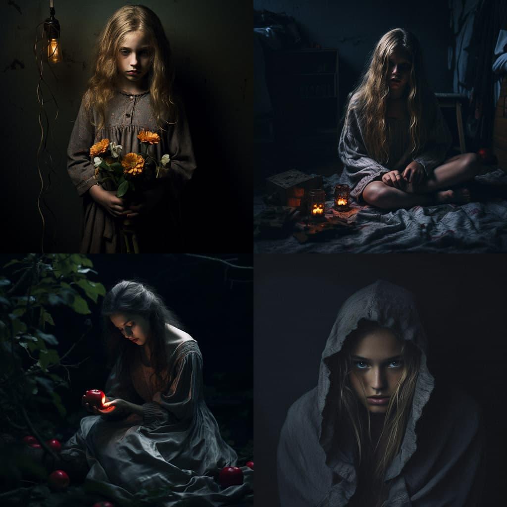 Low key photography style, Midjourney V5.2, render 1 of 4