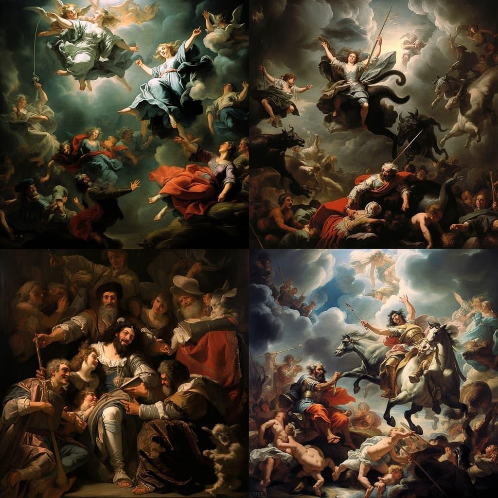 Luca Giordano style, Midjourney V5.2, render 1 of 4