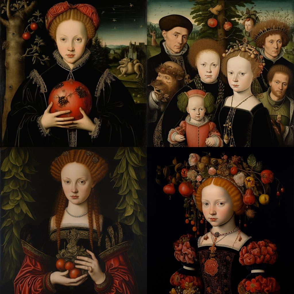 Lucas Cranach the Elder style, Midjourney V5.2, render 1 of 4