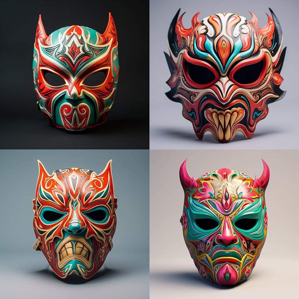 Lucha Libre mask style, Midjourney V5.2, render 1 of 4