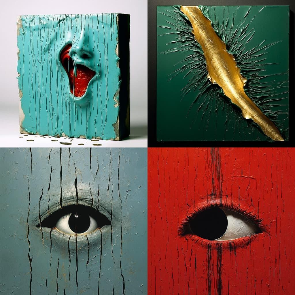Lucio Fontana style, Midjourney V5.2, render 1 of 4