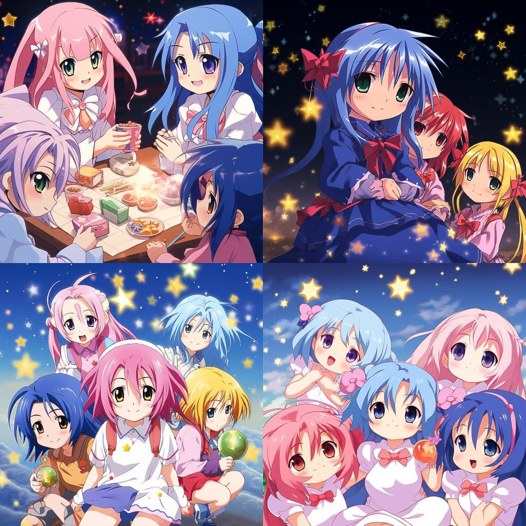 Lucky Star style, Midjourney V5.2, render 1 of 4