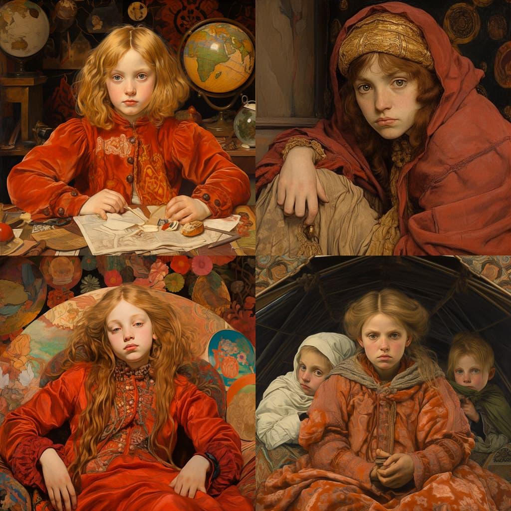 Lucy Madox Brown style, Midjourney V5.2, render 1 of 4