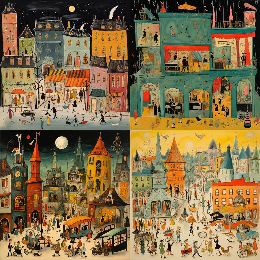 Ludwig Bemelmans style, Midjourney V5.2, render 1 of 4