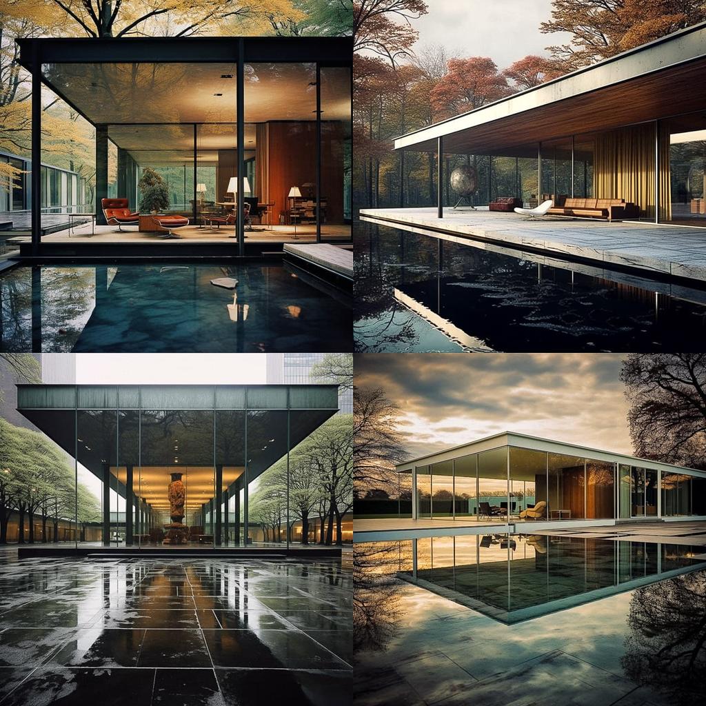 Ludwig Mies van der Rohe style, Midjourney V5.2, render 1 of 4