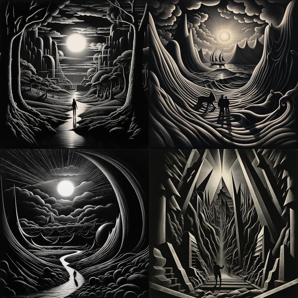 Lynd Ward style, Midjourney V5.2, render 1 of 4