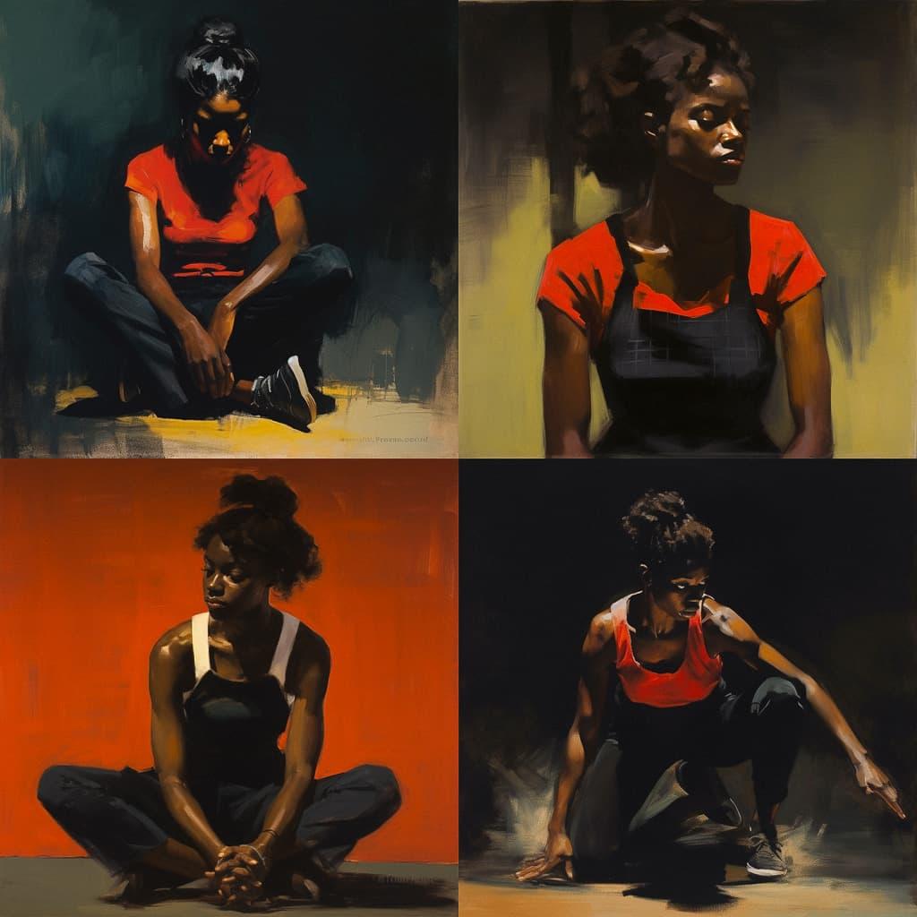 Lynette Yiadom-Boakye style, Midjourney V5.2, render 1 of 4