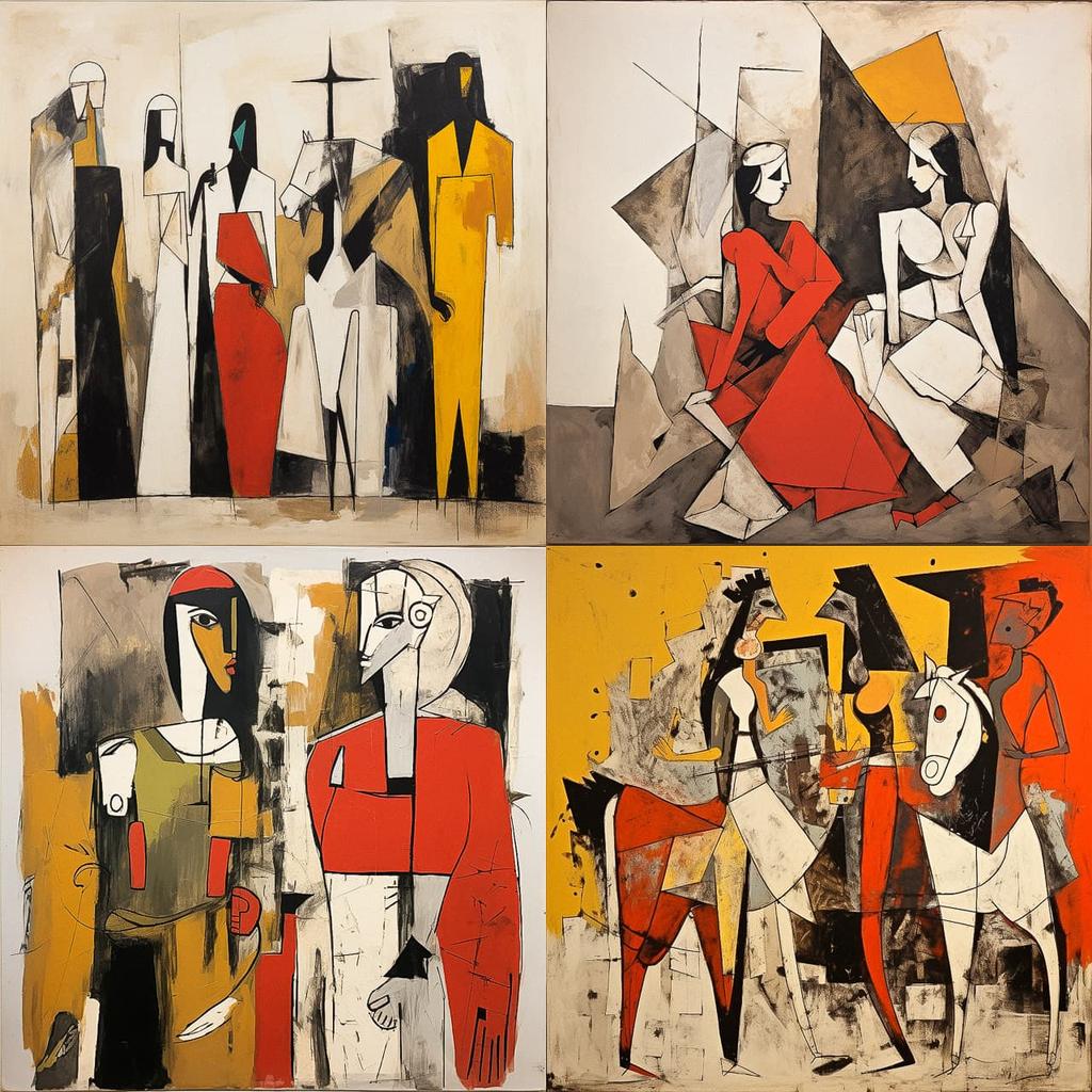 M. F. Husain style, Midjourney V5.2, render 1 of 4