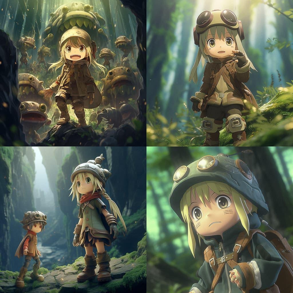 Made in Abyss style, Midjourney V5.2, render 1 of 4