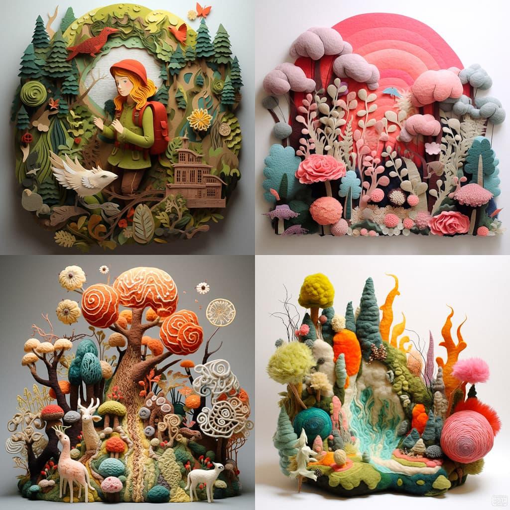 Made of felt style, Midjourney V5.2, render 1 of 4